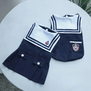 Navy Pattern Design Dog Cat Dress/Vest