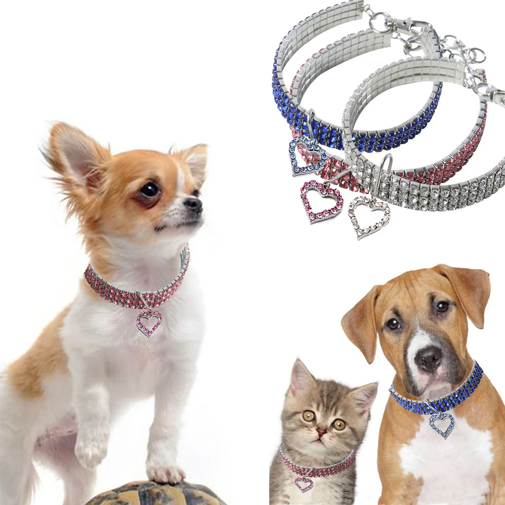 Bling Heart Decor Dog Cat Collar - immagine 2