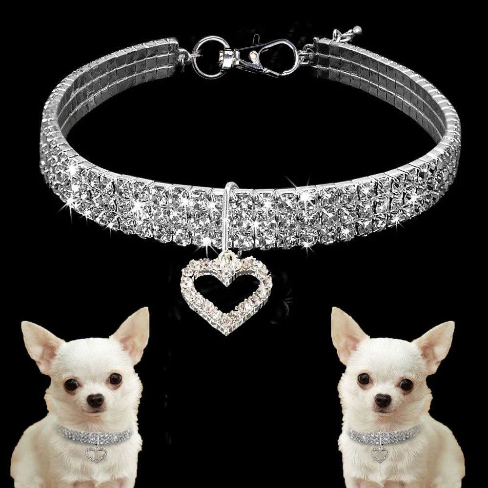 Bling Heart Decor Dog Cat Collar - immagine 3