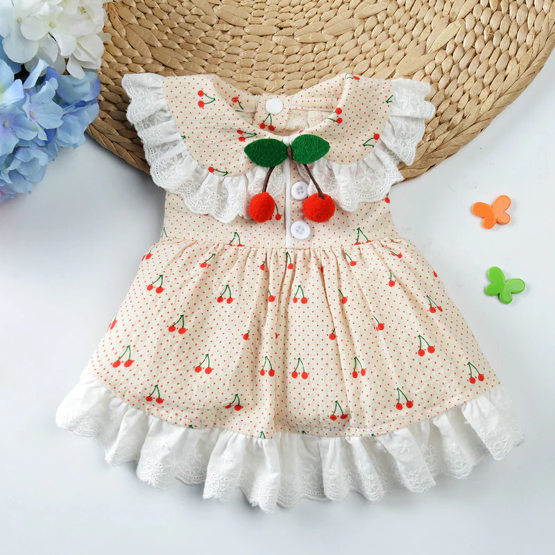 Cherry Lace Collar Dog Cat Dress - immagine 8