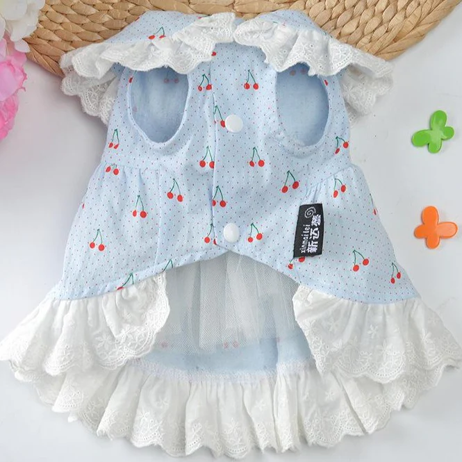 Cherry Lace Collar Dog Cat Dress - immagine 9