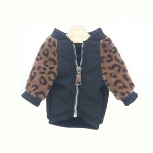 Vestito per Cani Nero con Stampa Leopardo | Zip Addominale