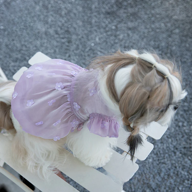 Sweet Flower Design Tulle Dog Cat Dress - immagine 3
