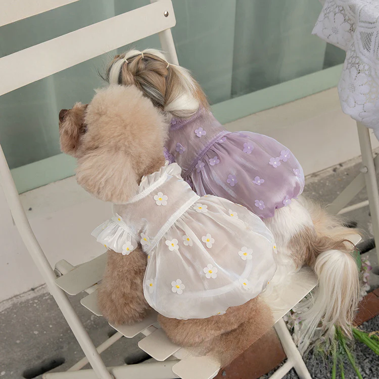Sweet Flower Design Tulle Dog Cat Dress - immagine 7