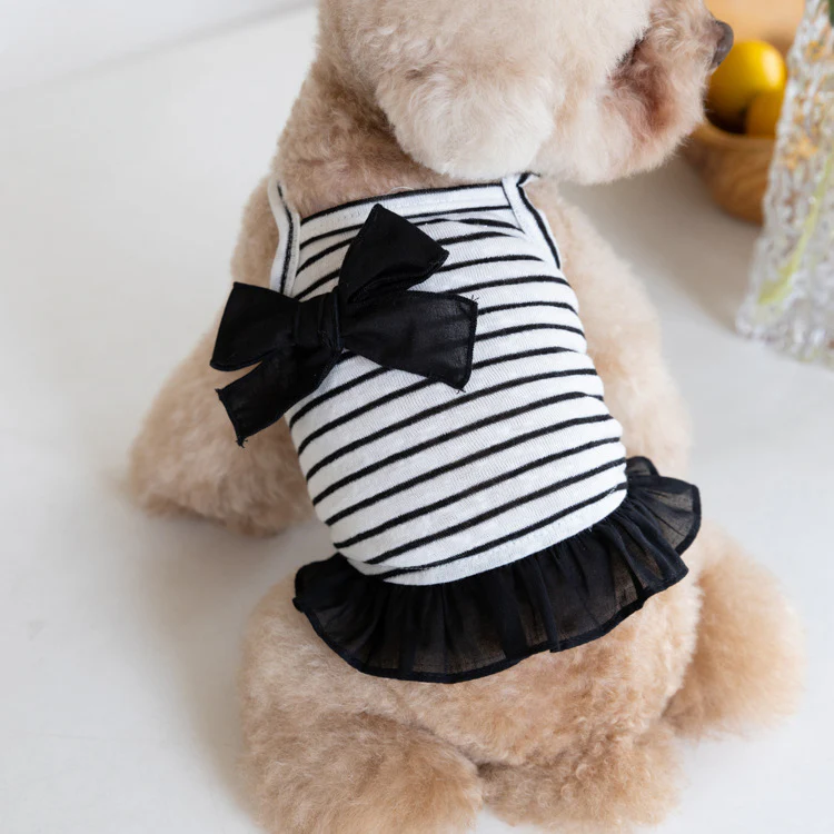 Breathable Bow Striped Dog Cat Vest - immagine 4