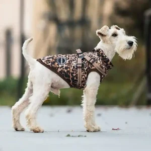 Cappotto Impermeabile Cani Comet Leopardato con Pettorina