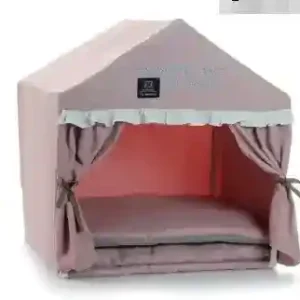 Cuccia Casetta per Cani e Gatti con Tenda Removibile