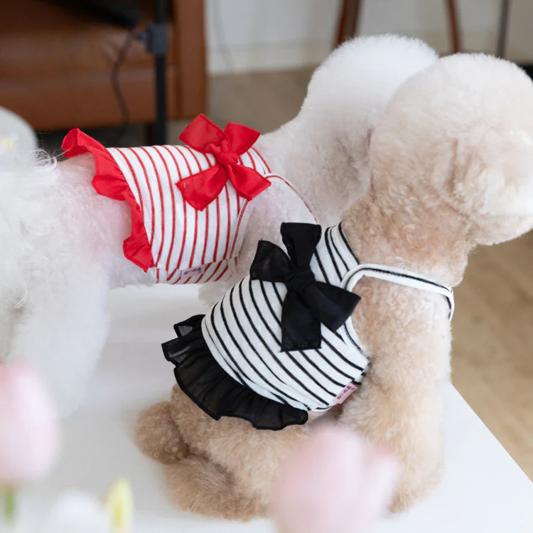 Breathable Bow Striped Dog Cat Vest
