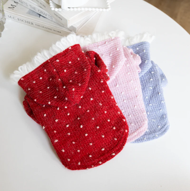 Sweet Polka Dot Knitted Dog Cat Hoodie - immagine 8