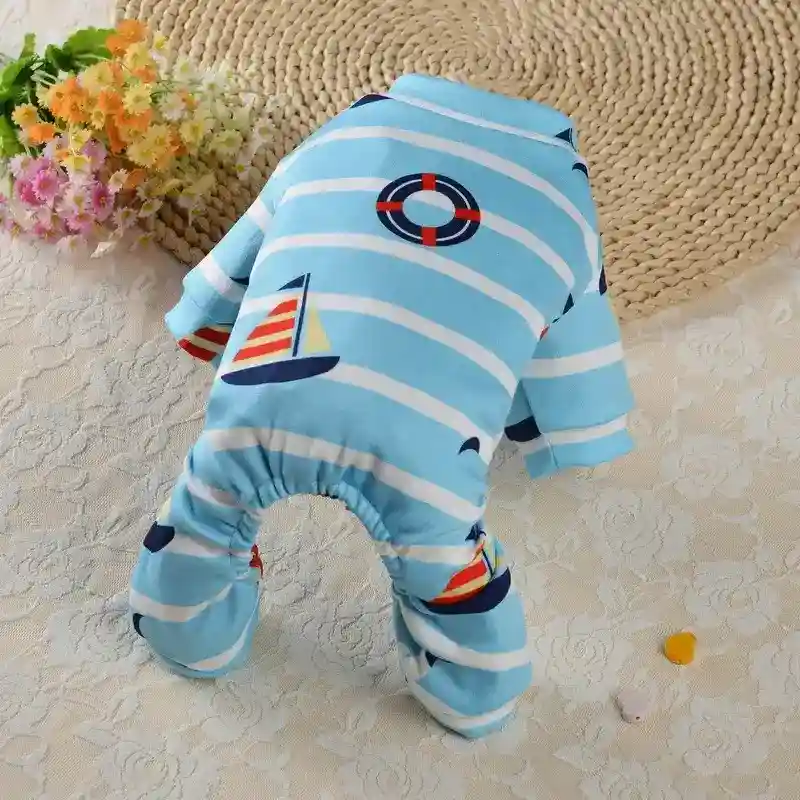 Vestito per cani elasticizzato "Santander" con barchette e salvagente - immagine 4