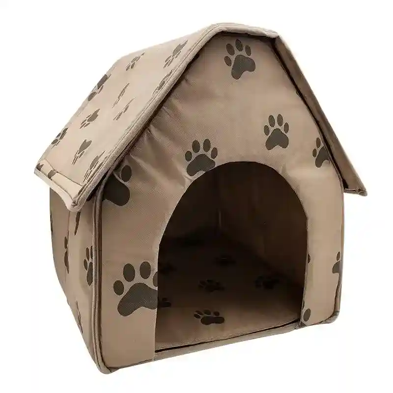 Casetta Tessuto Zampine per Cani e Gatti - Beige 40x43cm - immagine 4
