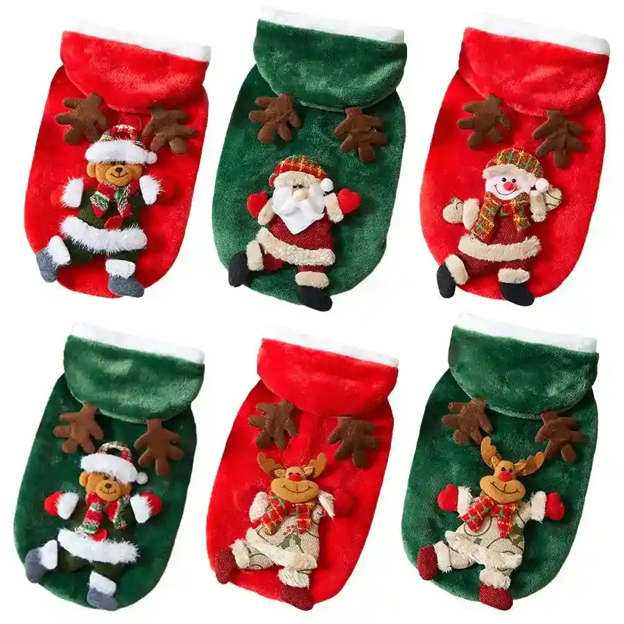 Cappotto Natale Cani Gatti - Cappuccio Stampa 3D Rosso - immagine 4
