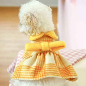 Vestito per Cani "Montpellier" Giallo con Fiocco e Gonnellina Elegante
