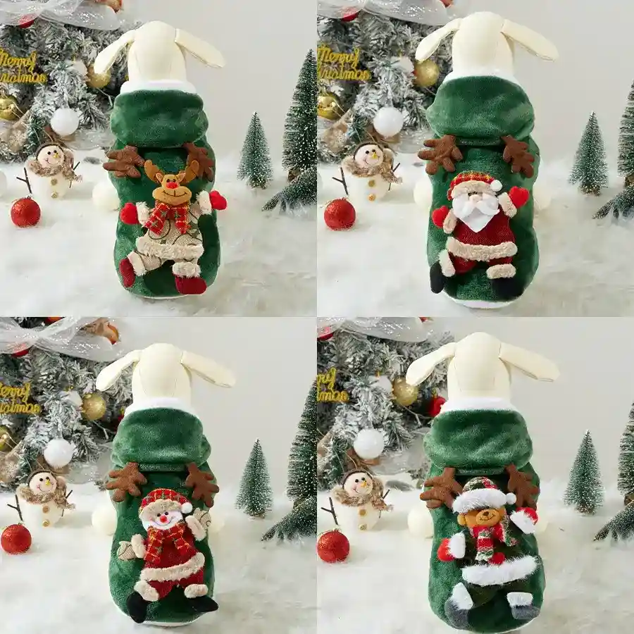 Cappotto Natale Cani Gatti - Cappuccio Stampa 3D Rosso - immagine 5