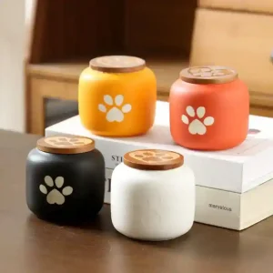 Urna Ceneraria per Cani e Gatti in Ceramica con Zampa