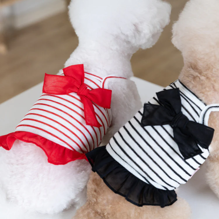 Breathable Bow Striped Dog Cat Vest - immagine 7