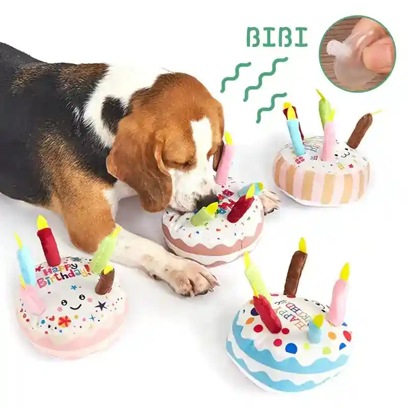 Gioco Torta Sonoro per Cani con Candeline - Peluche - immagine 2