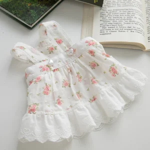 Sweet Floral Printed Buttoned Dog Cat Dress