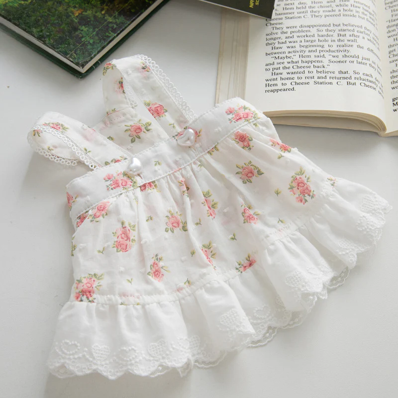 Sweet Floral Printed Buttoned Dog Cat Dress - immagine 2