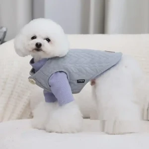 Cappottino per Cani Pekaboo Smanicato Trapuntato con Bottoni a Margherita