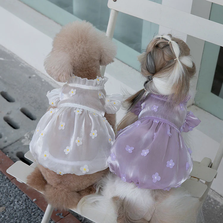 Sweet Flower Design Tulle Dog Cat Dress - immagine 2