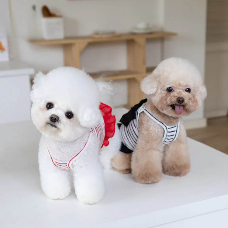 Breathable Bow Striped Dog Cat Vest - immagine 8