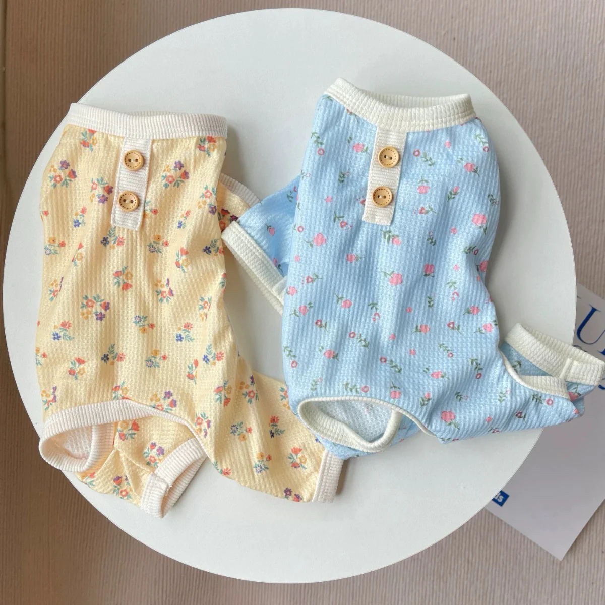 Waffle Floral Soft Dog Jumpsuits&Vest - immagine 2