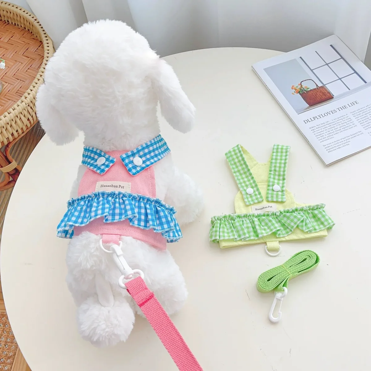 Sweet Contrast Color Plaid Dog Harness&Leash - immagine 3