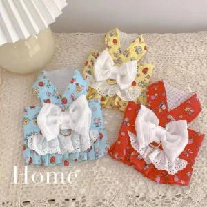Fruit Printed Lace Bow Dog Harness&Leash