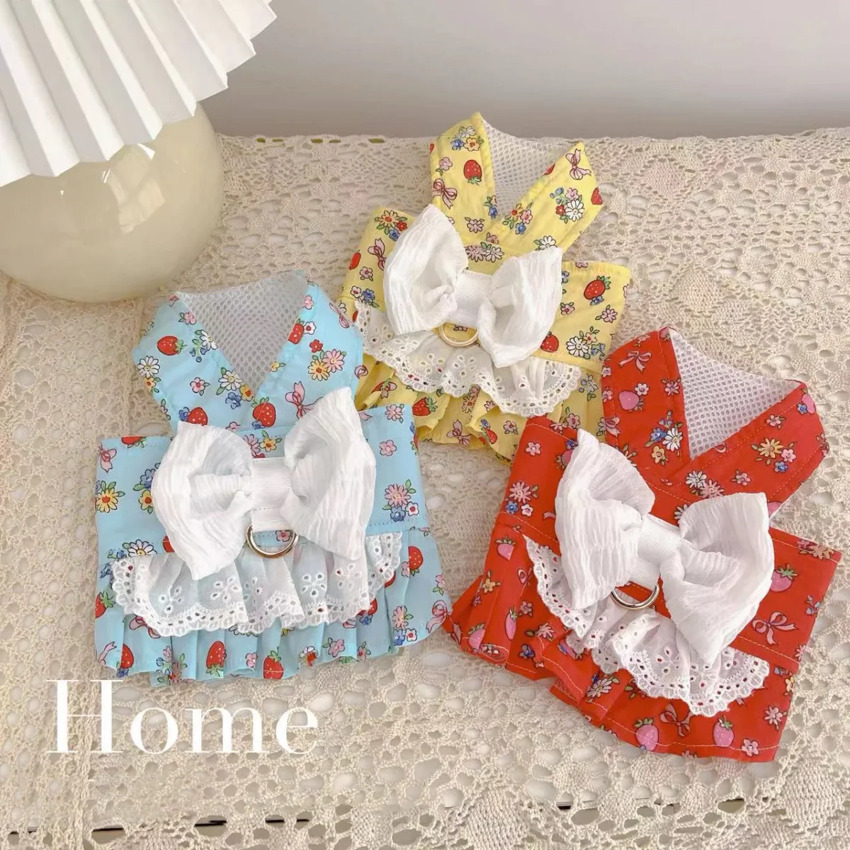 Fruit Printed Lace Bow Dog Harness&Leash