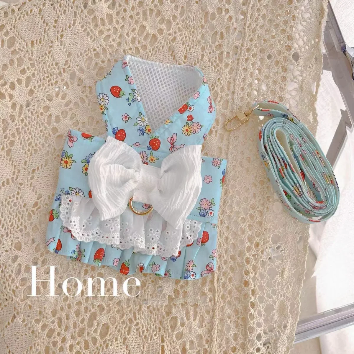 Fruit Printed Lace Bow Dog Harness&Leash - immagine 4