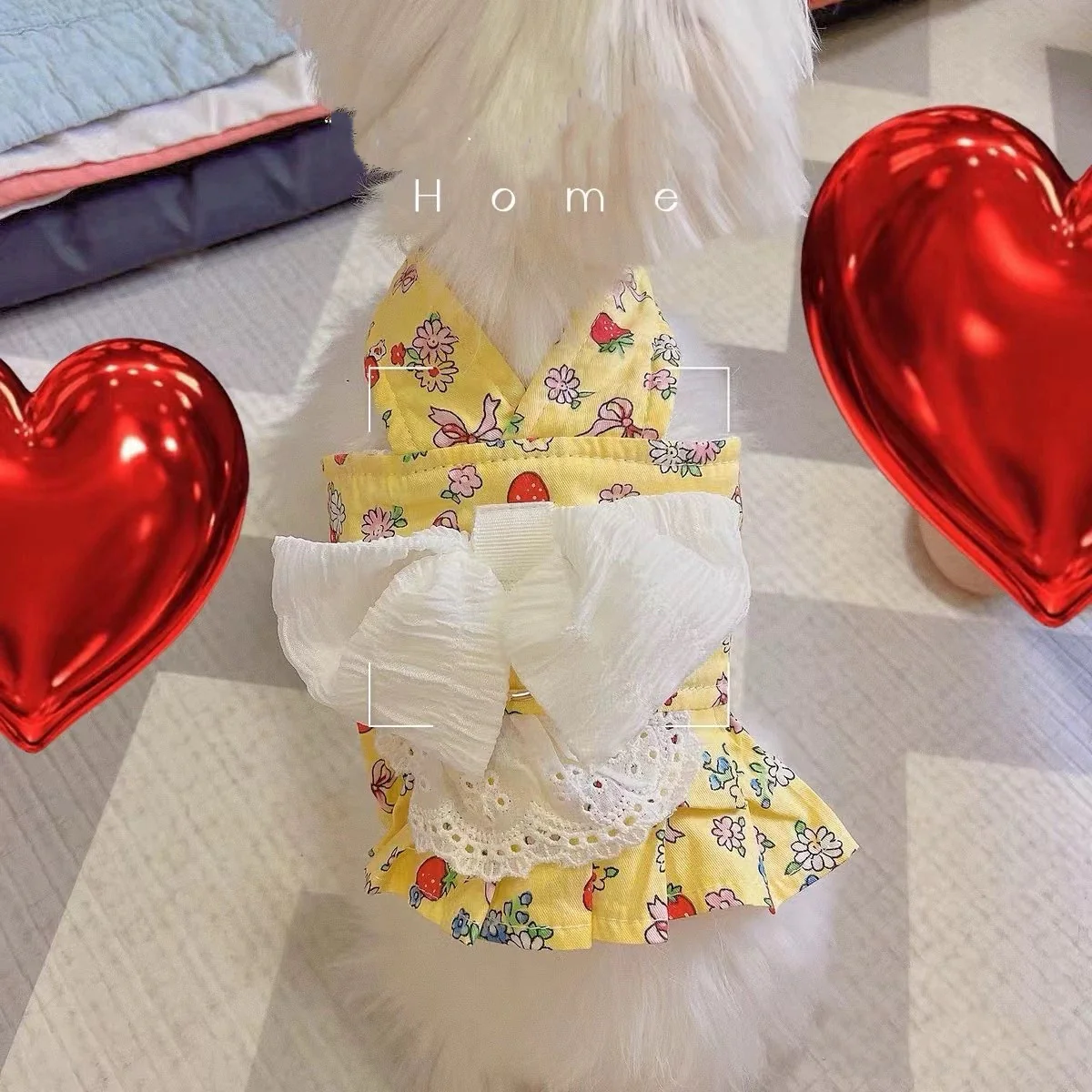 Fruit Printed Lace Bow Dog Harness&Leash - immagine 6