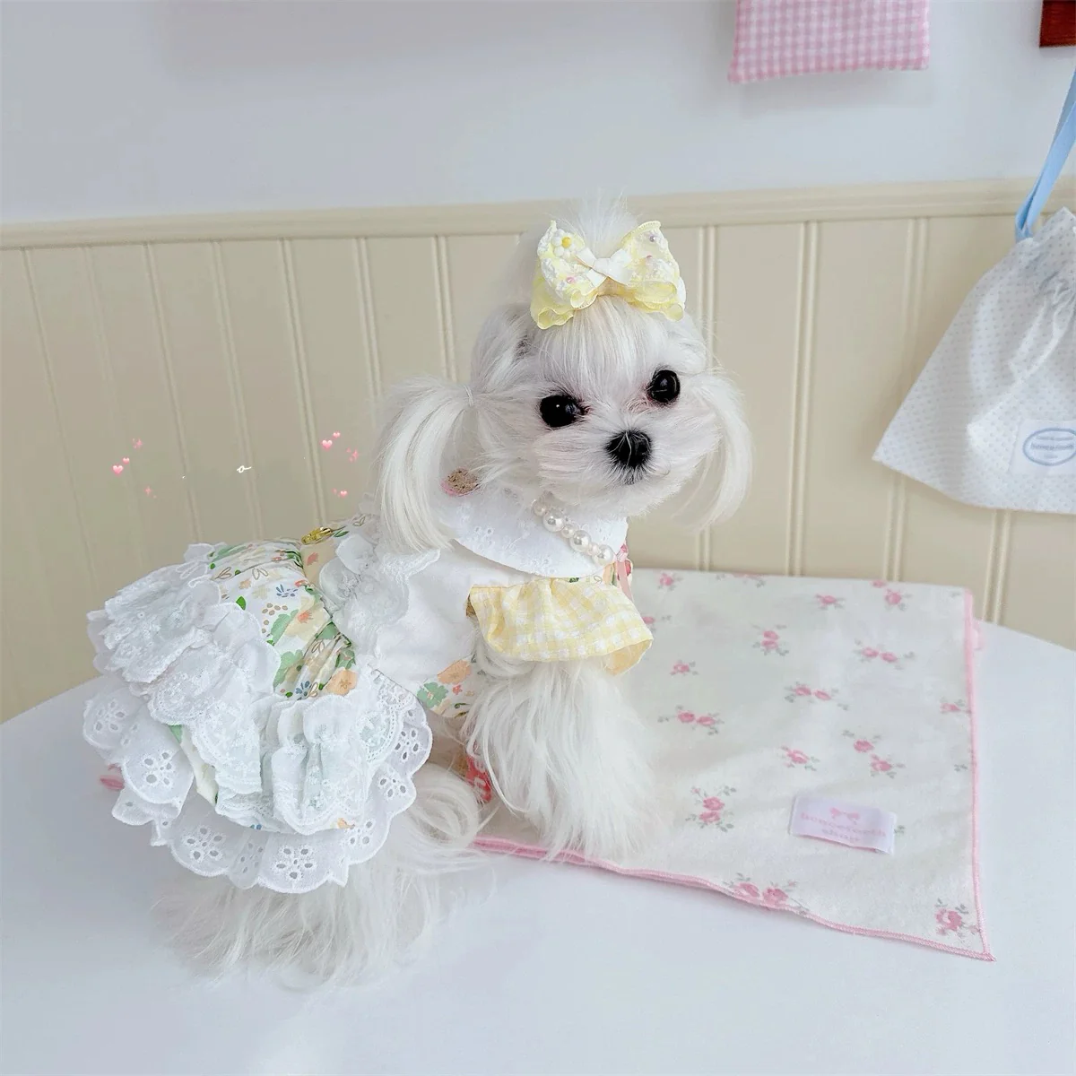 Sweet Floral Bear Dog Cat Harness Dress - immagine 6