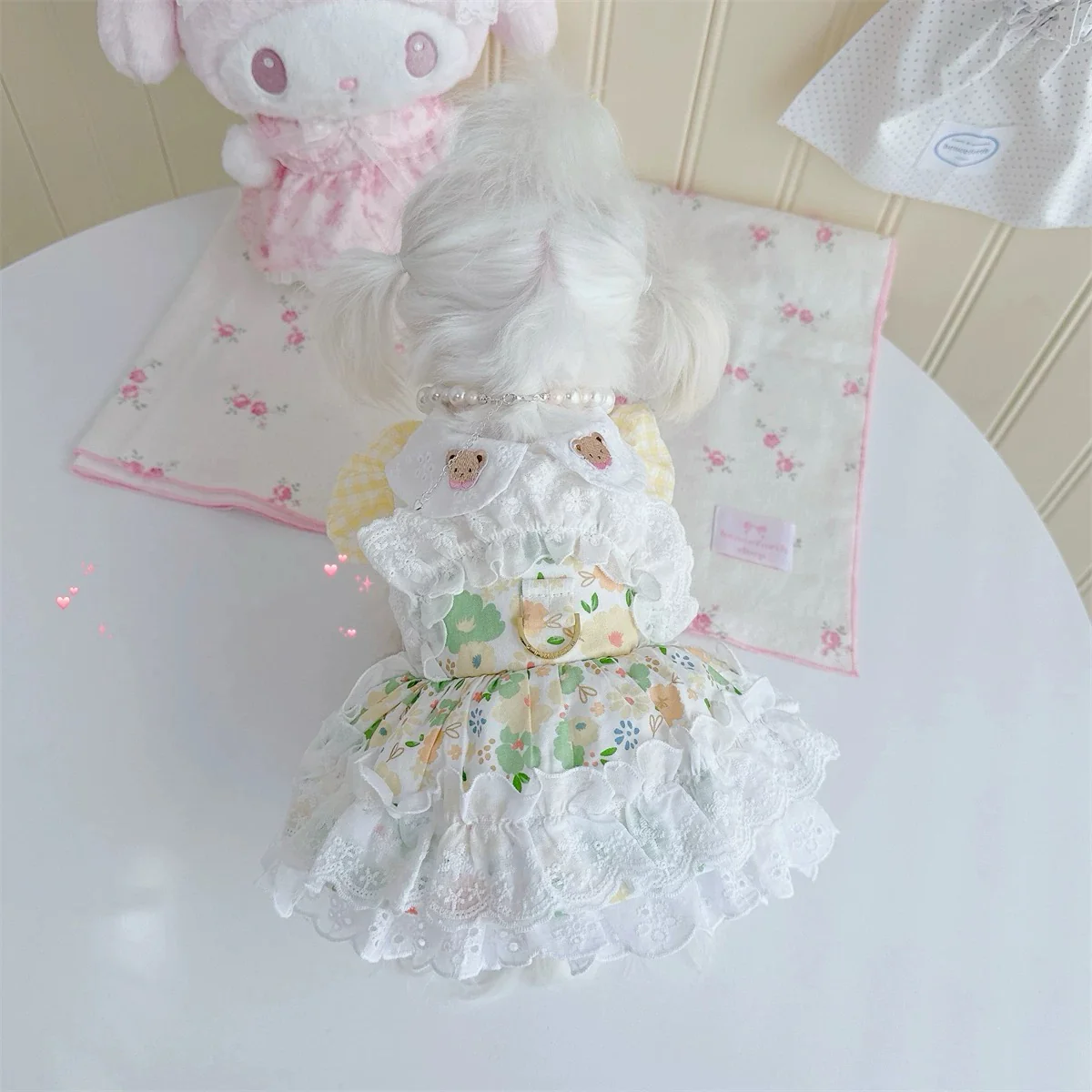 Sweet Floral Bear Dog Cat Harness Dress - immagine 7