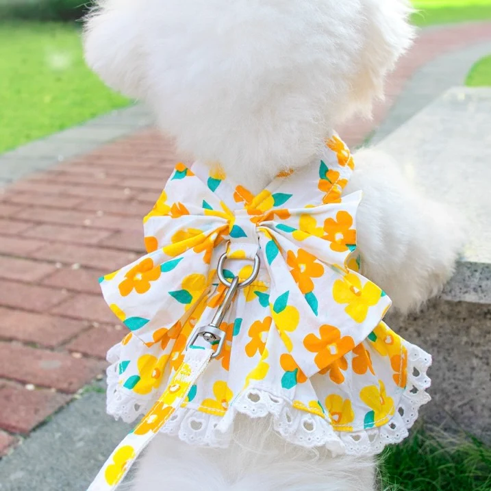 Multicolor Floral Dog Harness Dress/Vest Leash - immagine 9