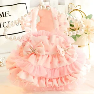 Little Heart Dog Cat Lace Layered Dress