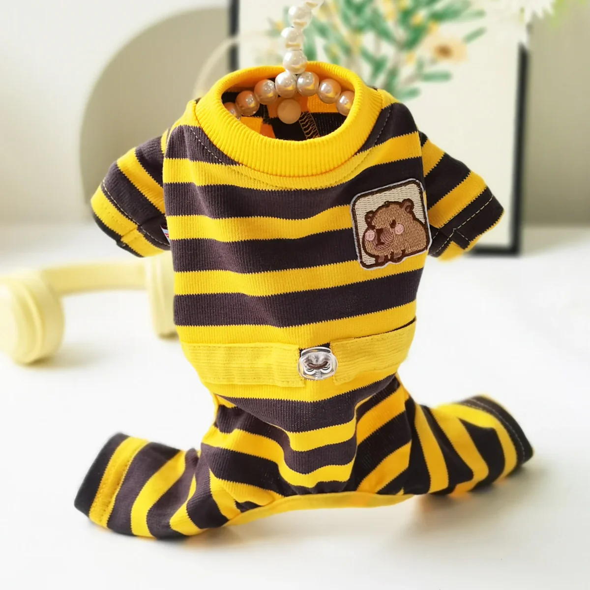 Soft Striped Animal Tag Dog Jumpsuits - immagine 9