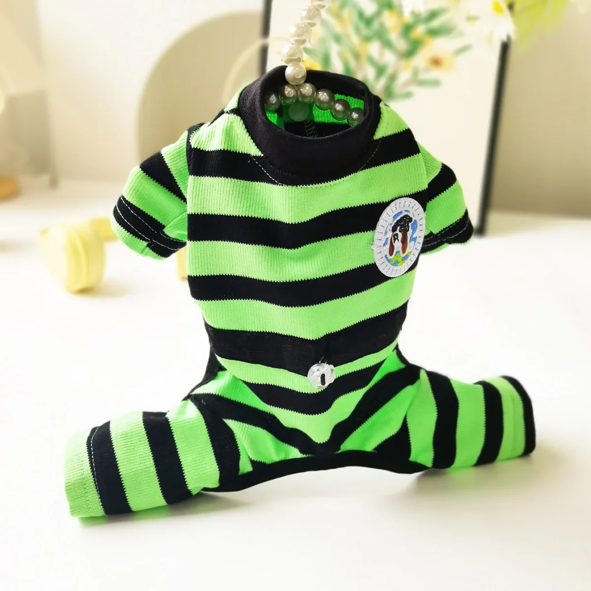Soft Striped Animal Tag Dog Jumpsuits - immagine 8