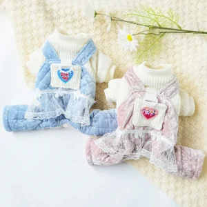 Heart Pocket Decor Dog Harness Jumpsuits