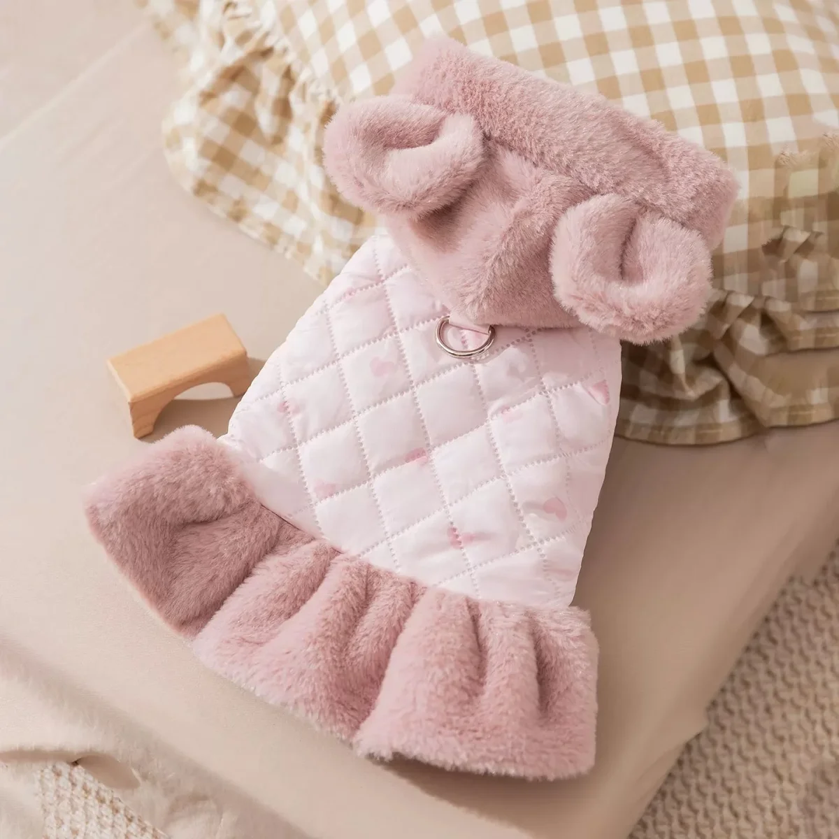 Warm Heart Printed Dog Cat Hooded Jacket Dress - immagine 9