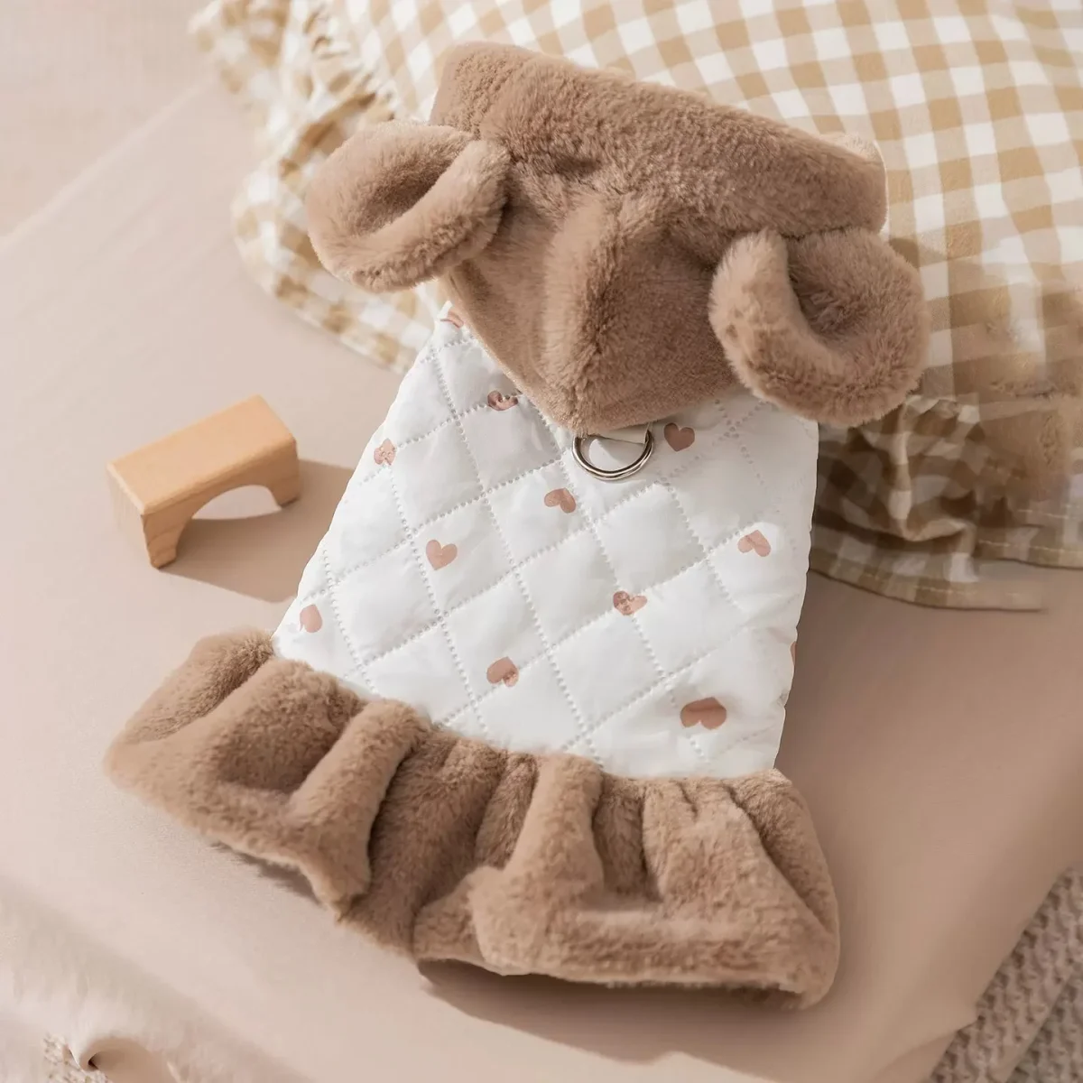 Warm Heart Printed Dog Cat Hooded Jacket Dress - immagine 8