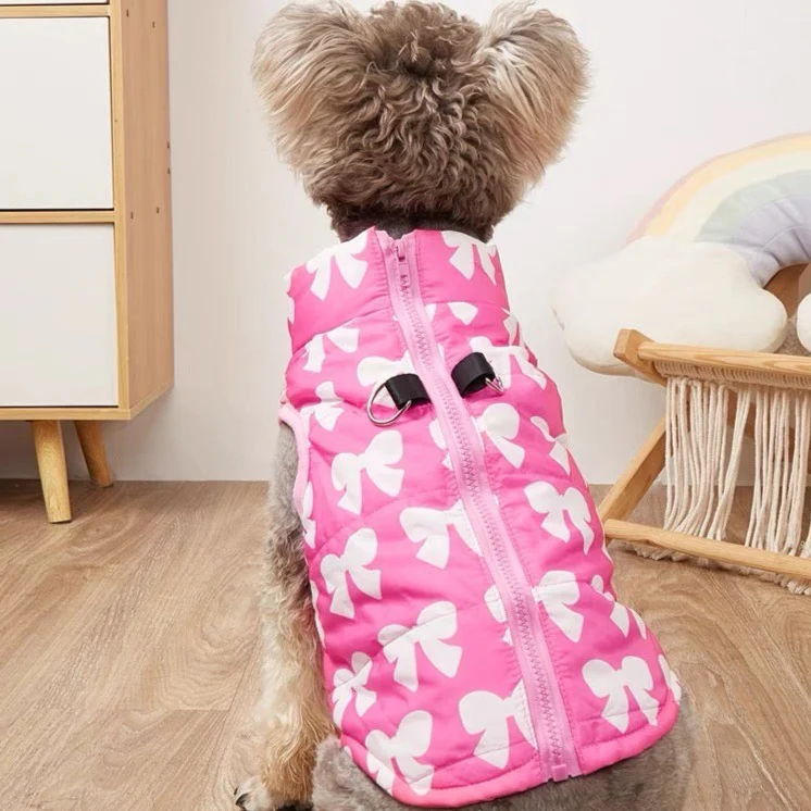Bowknot Printed Warm Pet Jacket Vest - immagine 6