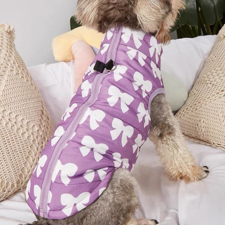 Bowknot Printed Warm Pet Jacket Vest - immagine 4