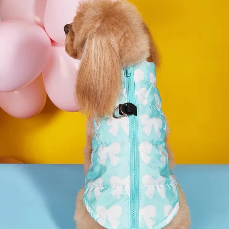 Bowknot Printed Warm Pet Jacket Vest - immagine 5