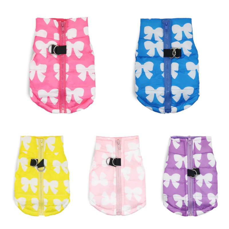 Bowknot Printed Warm Pet Jacket Vest - immagine 2