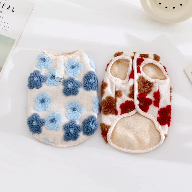 Fleece Flower Decor Dog Cat Harness Vest - immagine 2