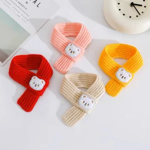 Cute Bear Decor Knitted Dog Cat Scarf