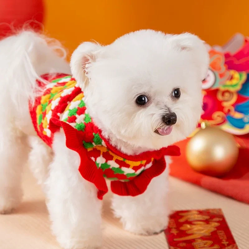 Sweet Knitted Flower Ruffled Sleeves Dog Cat Sweater - immagine 7