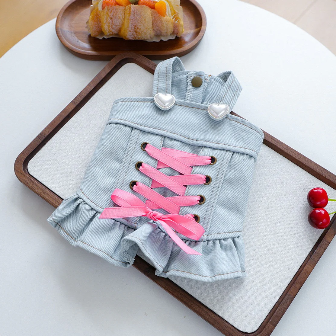 Sweet Lace-up Bow Heart Decor Dog Cat Jacket Dress - immagine 3