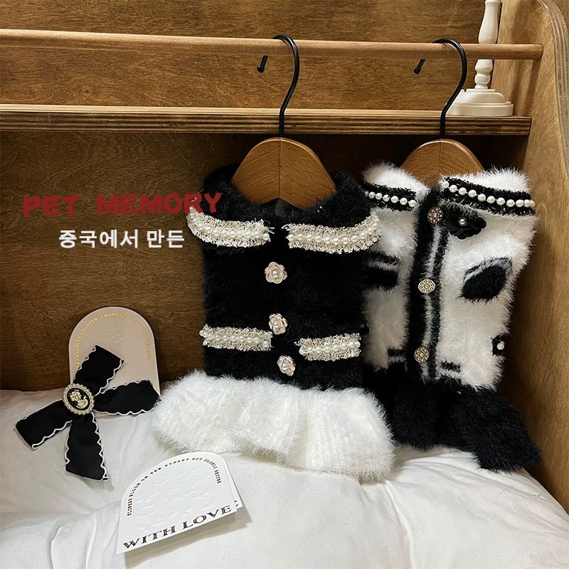 Sweet Bowknot Buttoned Dog Cat Sweater Dress